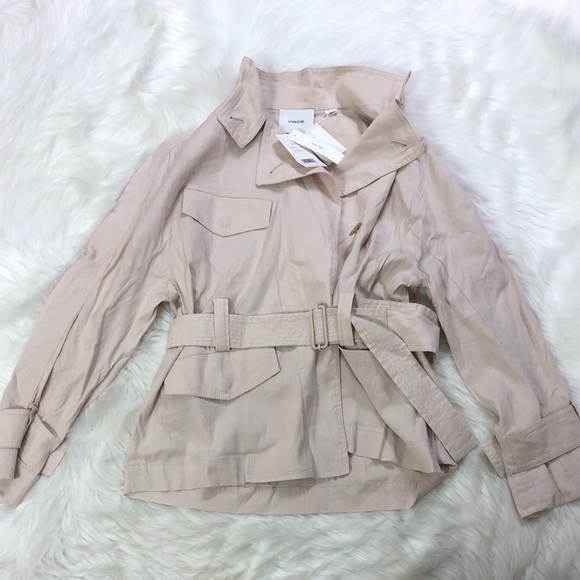 NWT Vince Linen Notched Lapels Short Belted Trench Jacket - Picture 9 of 10